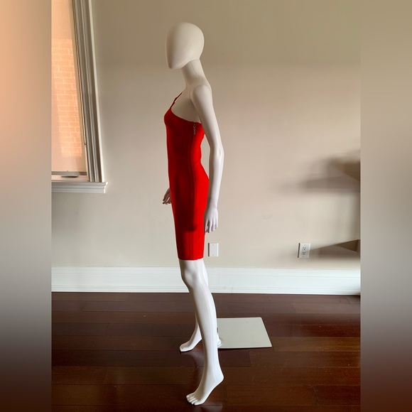 Marciano Bandage Bodycon Dress with Gold Detail in Red - Picture 4 of 7